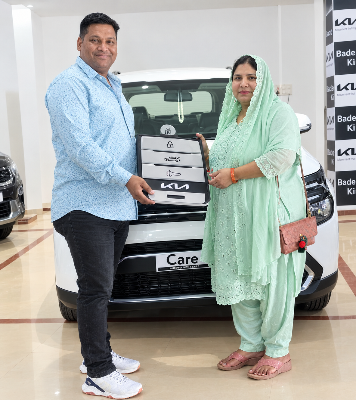 Car keys being handed over to a customer